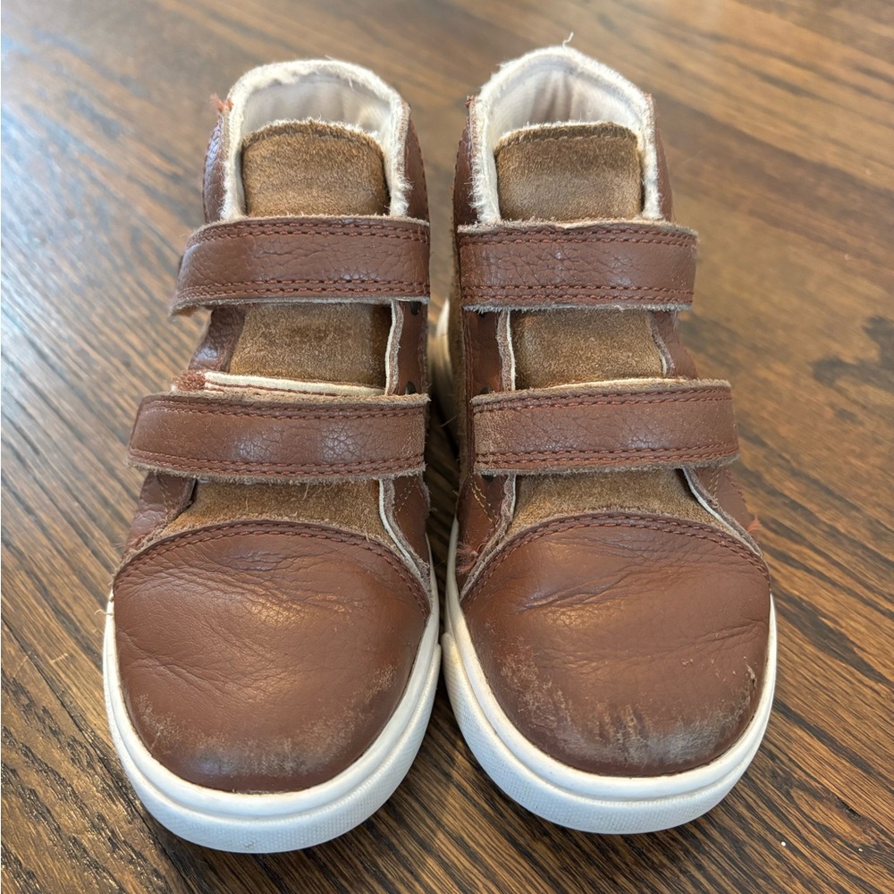 UGG- Brown Leather/Suede Kids Shoes with Velcro Straps